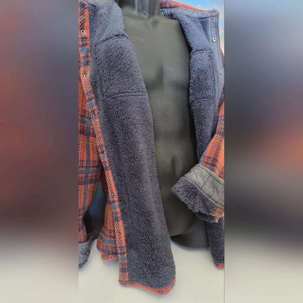 O'NEILL Rust & Navy Plaid Snap Buttons Jacket NWT